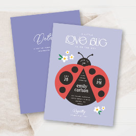 Invitación Pequeño Bug De Amor Morado Beber Ducha