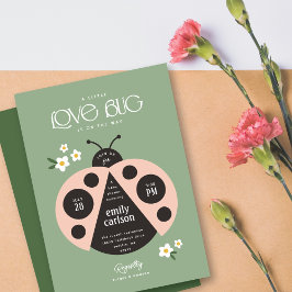 Invitación Pequeño Bug De Amor Sage Green Baby Shower