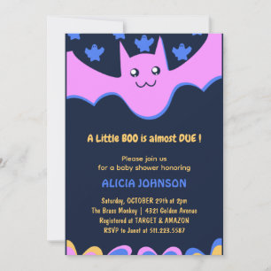 Invitación Pequeño búho Murciélago lindo Rosa Fiesta de bebé