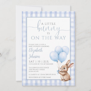 Invitación Pequeño Bunny Blue Baby Shower Photo QR Code