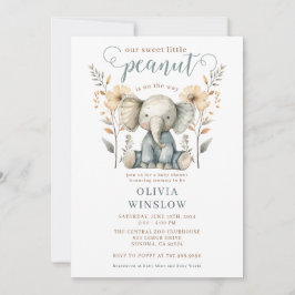 Invitación Pequeño cacahuete azul bebé elefante Baby Shower