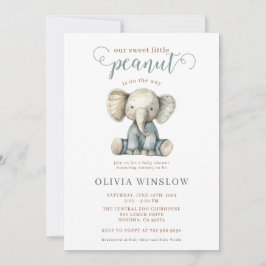 Invitación Pequeño cacahuete azul bebé elefante Baby Shower
