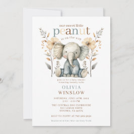 Invitación Pequeño cacahuete azul bebé elefante Baby Shower