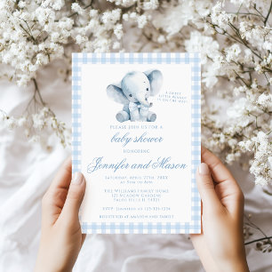 Invitación Pequeño cacahuete azul elefante bebé ducha