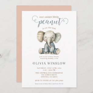 Invitación Pequeño cacahuete bebé elefante Baby Shower