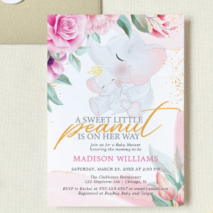 Invitación Pequeño cacahuete elegante chica ducha de bebé Inv