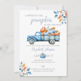 Invitación Pequeño Calabaza Azul Niño Baby Shower Todo En Uno