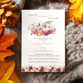 Invitación Pequeño calabaza caída Baby Shower floral