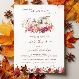 Invitación Pequeño calabaza caída Baby Shower floral