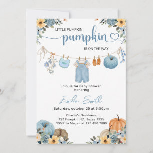 Invitación Pequeño Calabaza Niño Ropa de ropa Ducha bebé
