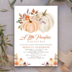 Invitación Pequeño calabaza Rustic Earthy Floral Baby Shower
