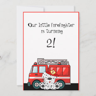 Invitación Pequeño Camión Rojo, Cumpleaños Dalmatiano