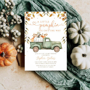 Invitación Pequeño Camión Verde de Calabaza Cae Baby Shower