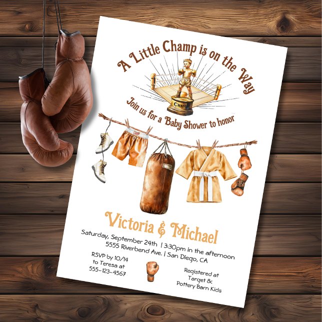 Invitación Pequeño campeón de boxeo en línea de ropa de Baby  (Subido por el creador)