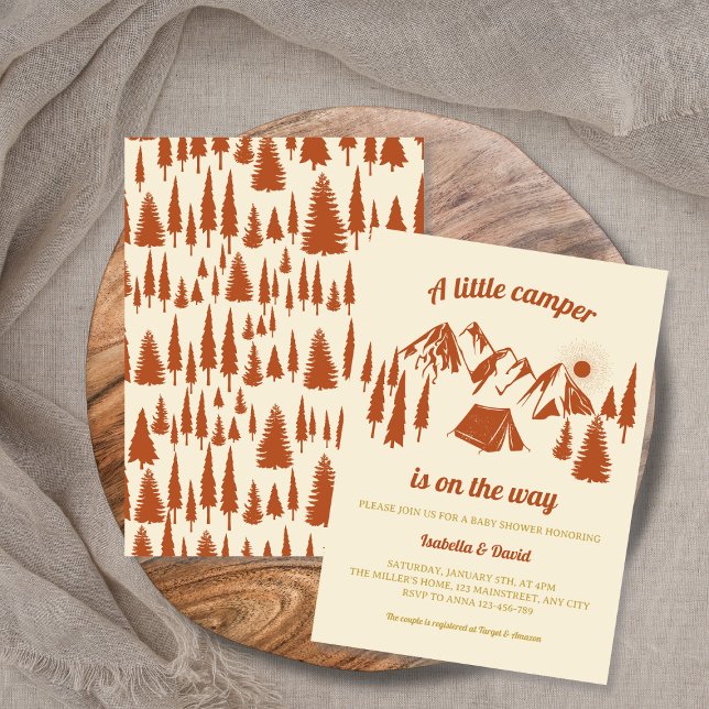 Invitación Pequeño Camping Forest Camping Baby Shower (Little Camper Forest Camping Baby Shower Invitation)