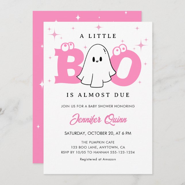 Invitación Pequeño Chica de Boo Tía Fantasma Halloween Baby S (Anverso / Reverso)