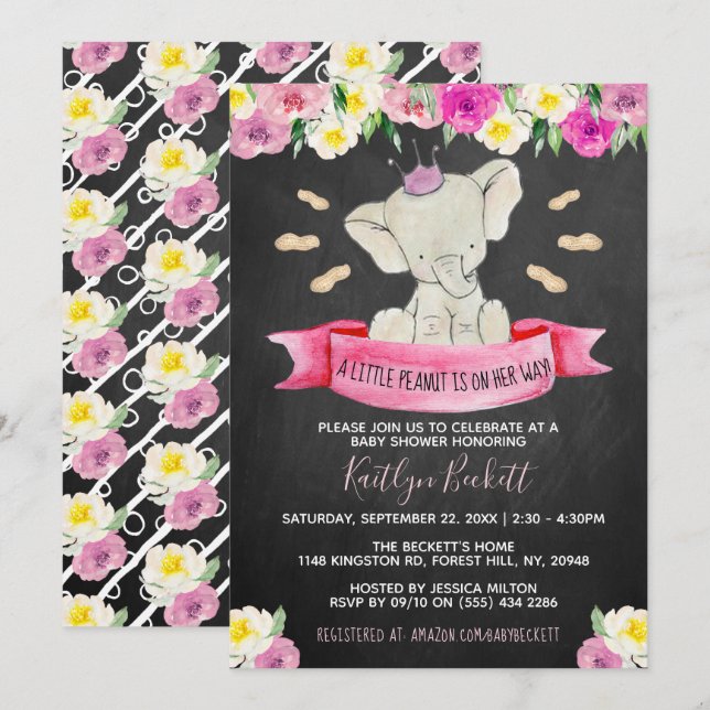 Invitación Pequeño Chica de cacahuete Baby Shower (Anverso / Reverso)