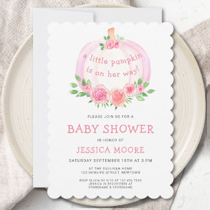 Invitación Pequeño Chica de calabaza Baby Shower