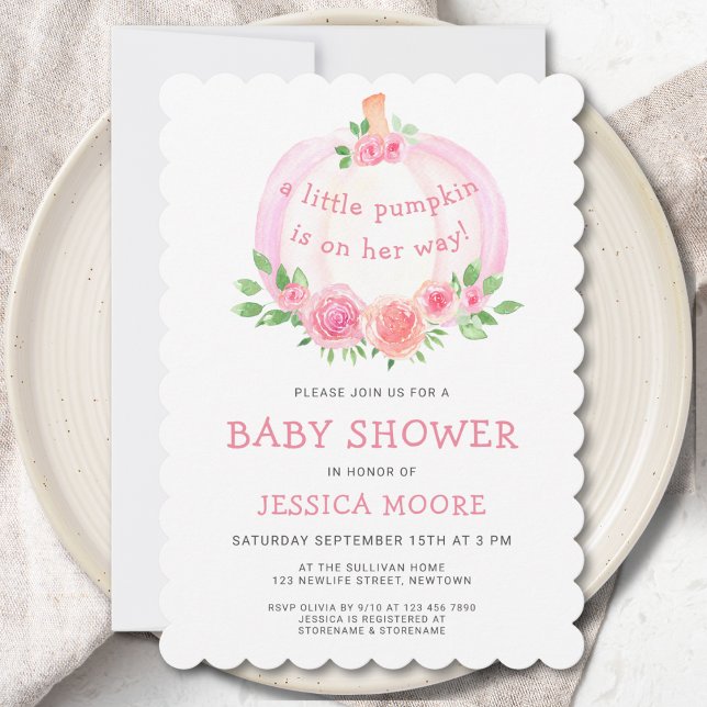 Invitación Pequeño Chica de calabaza Baby Shower (Subido por el creador)