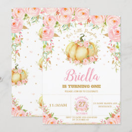 Invitación Pequeño Chica de calabaza Primer cumpleaños Rubor 