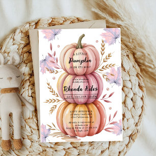 Invitación Pequeño chica de calabaza rosada de barro negro Ba