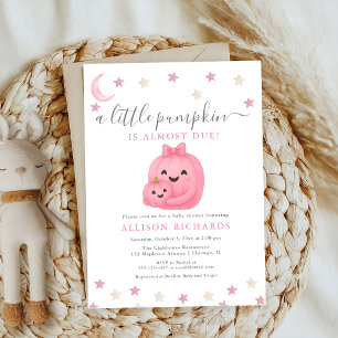 Invitación Pequeño chica de calabaza rosada de barro negro Ba