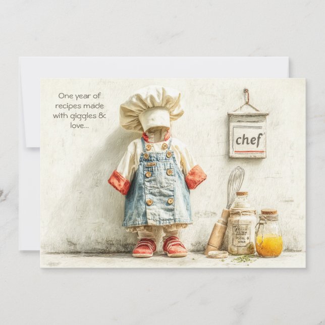 Invitación Pequeño Chica de Chef - Diversión de cocina de pri (Anverso)