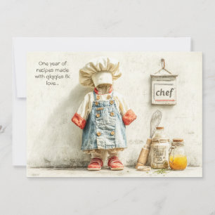 Invitación Pequeño Chica de Chef - Diversión de cocina de pri