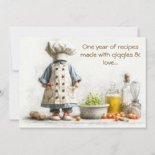 Invitación Pequeño Chica de Chef - Diversión de cocina de pri