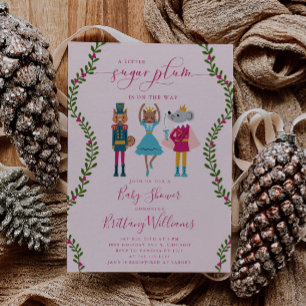 Invitación Pequeño Chica de ciruela de azúcar Navidad Baby Sh