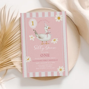 Invitación Pequeño Chica de Daisy de Silly Goose Primer cumpl