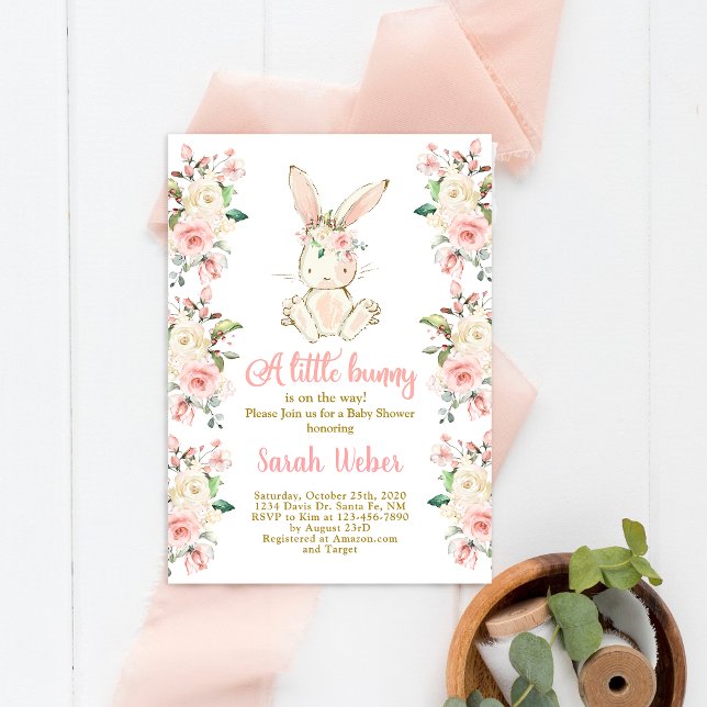 Invitación Pequeño chica de ducha de bebé conejo (Subido por el creador)