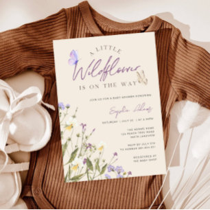 Invitación Pequeño Chica de Flor Silvestre Boho Baby Shower