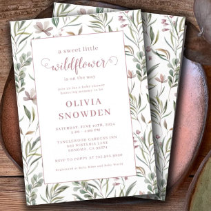 Invitación Pequeño Chica de flores silvestres Baby Shower