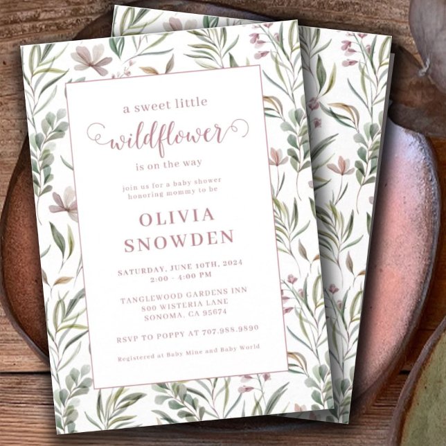 Invitación Pequeño Chica de flores silvestres Baby Shower (Subido por el creador)