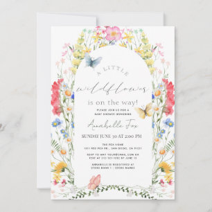 Invitación Pequeño Chica de mariposa de flores silvestres Bab
