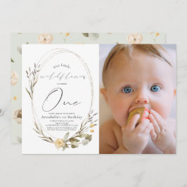 Invitación Pequeño Chica de Oval de flor silvestre foto de cu