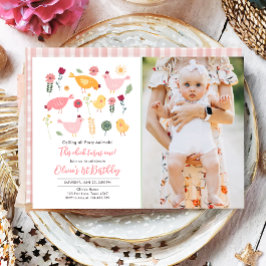 Invitación Pequeño Chica de pollo Granja Pascua Cumpleaños
