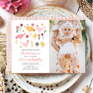 Invitación Pequeño Chica de pollo Granja Pascua Cumpleaños