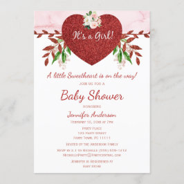 Invitación Pequeño Chica de San Valentín Baby Shower