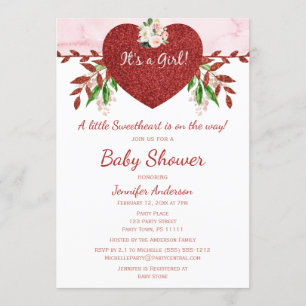 Invitación Pequeño Chica de San Valentín Baby Shower