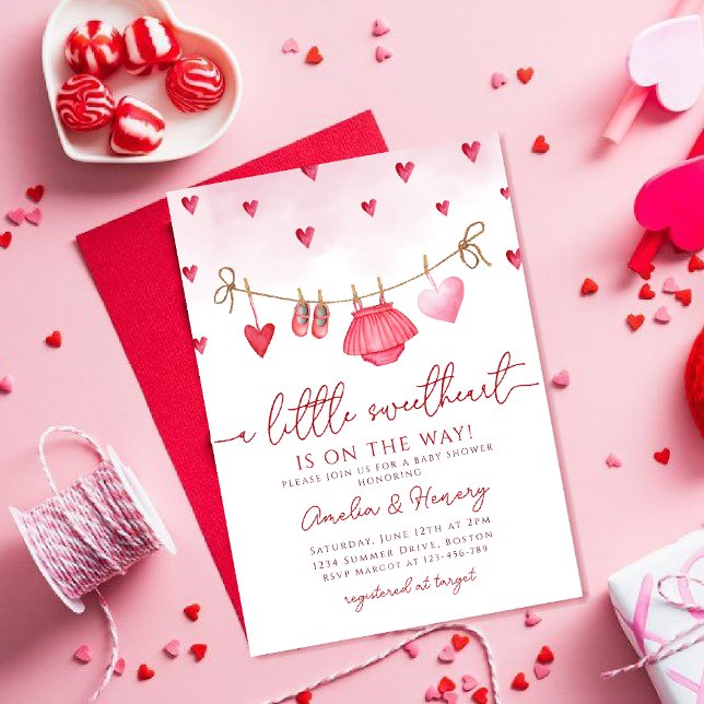 Invitación Pequeño Chica de San Valentín Baby Shower (Subido por el creador)