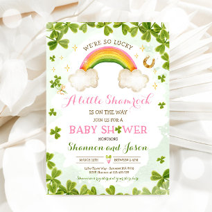 Invitación Pequeño Chica de St Patrick en Shamrock Baby Showe