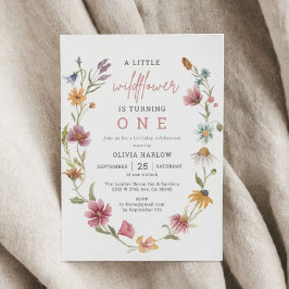Invitación Pequeño Chica Floral de Flor Silvestre Primer cump