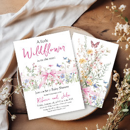 Invitación Pequeño Chica Floral Floral Floral Rosa Bow Baby S