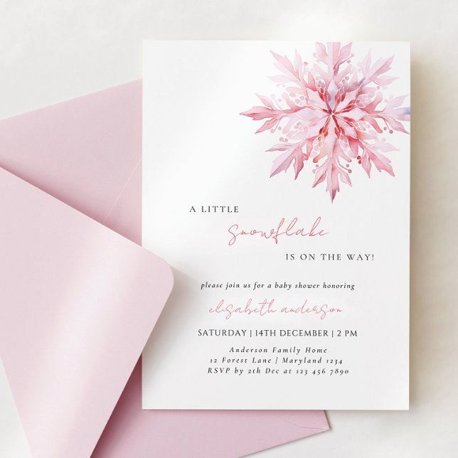Invitación Pequeño Chica mínimo de copo de nieve Baby Shower (Subido por el creador)