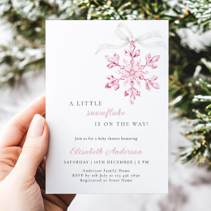 Invitación Pequeño Chica Rosa de Nieve Baby Shower
