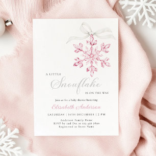 Invitación Pequeño Chica Rosa de Nieve Baby Shower