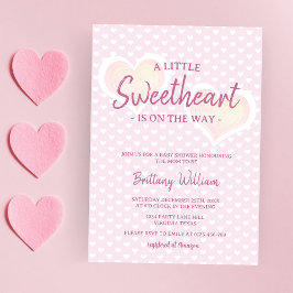 Invitación Pequeño Chica rosado corazón de Baby Shower