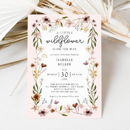 Invitación Pequeño Chica rosado de Flor Silvestre Baby Shower